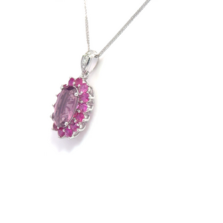 Pink Spinel oval Halo Pendant