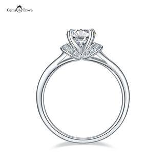 Round halo moissanite diamond ring