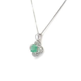 Emerald Charm Petite Diamond Pendant