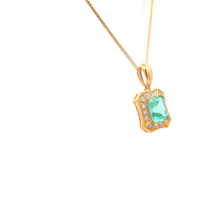 Emerald Petite Square Pendant