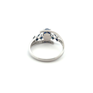 Royal Blue Sapphire Quad-Sided Diamond Ring