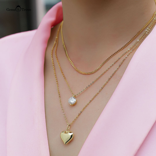 2-Prong Moissanite Heart Charm Necklace