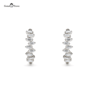 Modern Baguette Diamond Huggie Earrings