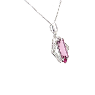 Pink Spinel Sleek Rectangle Pendant