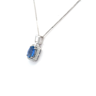 Oval Sapphire Halo Pendant