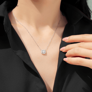 Cushion Halo Moissanite Pendant Necklace