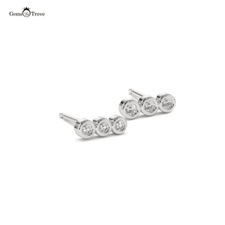 Sparkling Three Diamond Stud Earrings