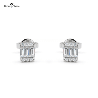 Baguette and Round Diamond Earrings