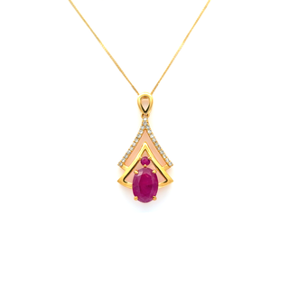 Eternal Rouge Oval Ruby Halo Pendant