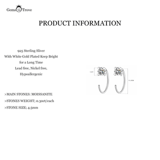 Moissanite Solitaire Hook Earrings