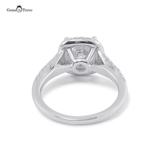 Cushion Herringbone Halo Moissanite Ring