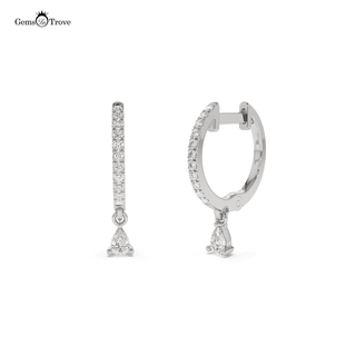 18k gold teardrop diamond earrings #color_white_gold