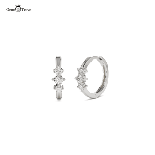 Elegant Diamond Vertical Hoop Earrings