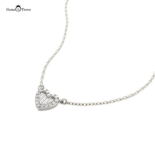 Baguette Diamond halo Heart Pendant