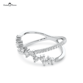 Criss Cross Diamond Cluster Ring