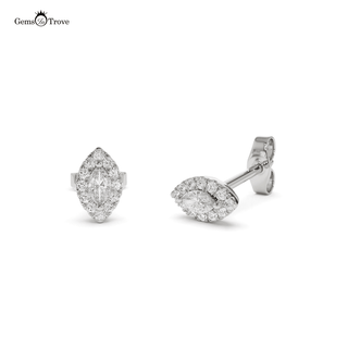 Marquise Diamond Halo Stud Earrings