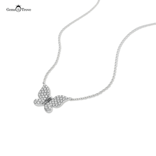 Round Diamond Butterfly Pendant Necklace