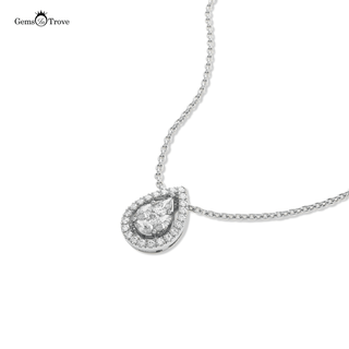 Illusion Pear Halo Diamond Pendant