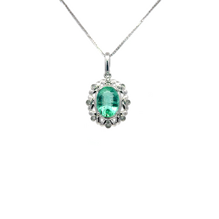 Emerald White Gold Oval Pendant