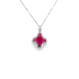 Vintage Ruby Cluster Drop Pendant