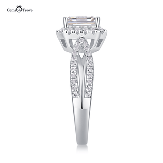 Radiant Halo Emerald Moissanite Ring