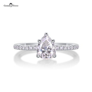 Pear Moissanite Pave Ring