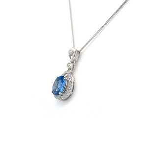 Sapphire Couture Diamond Halo Pendant