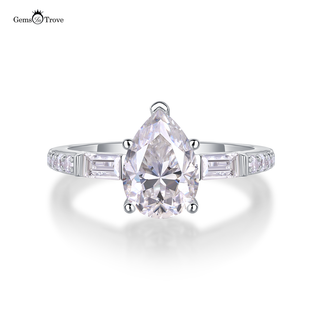 Elegant Pear Moissanite pave Ring