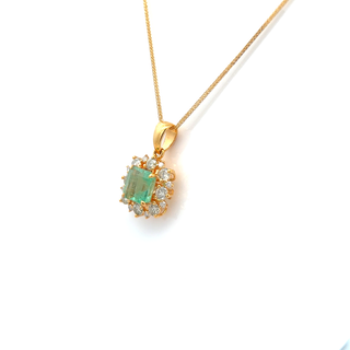 Emerald Radiance Oval Halo Necklace
