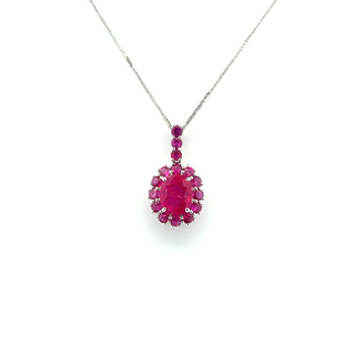 Seraphine Ruby Cascade Halo Pendant