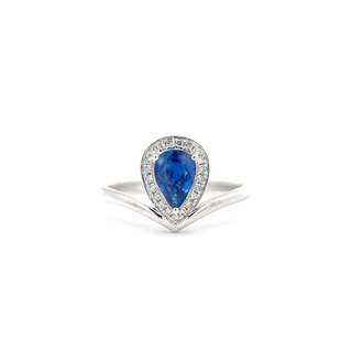 Sapphire Petal Pear Diamond Ring