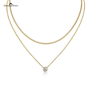 Moissanite Bezel Curb Chain Stacking