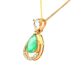 Emerald Aquamarine Duo Pendant