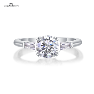 Trapezoid Moissanite Solitaire Ring