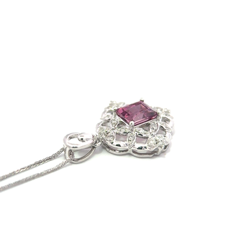Rectangular Pink Spinel Diamond Pendant