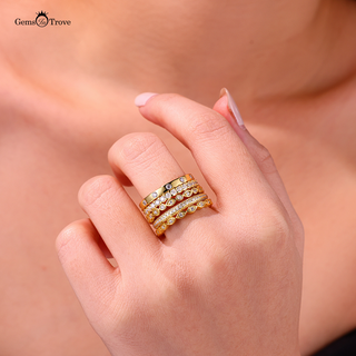 Gold Moissanite Stackable Ring Set