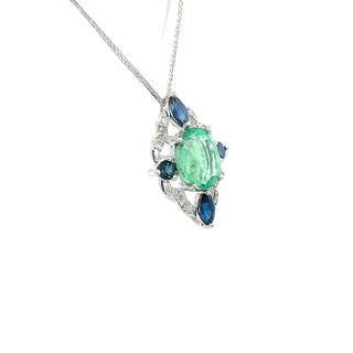 Emerald Sapphire Bloom Pendant