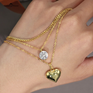 2-Prong Moissanite Heart Charm Necklace