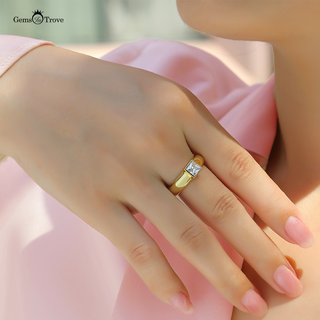 Cathedral Princess Cut Moissanite Band