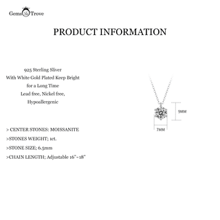 Moissanite Solitaire Necklace Pendant