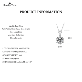 6 Prongs Round Moissanite Necklace