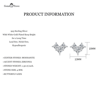 Moissanite heart Princess cut Earrings