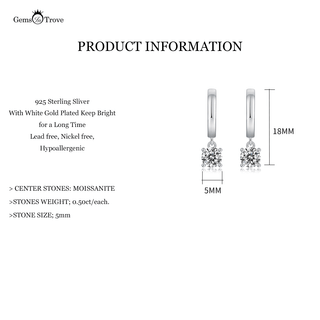 Minimalist Moissanite Dangle Hoop