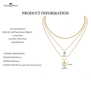 2-Prong Moissanite Heart Charm Necklace