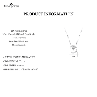 Moissanite Dream Falling StarMoon Pendant