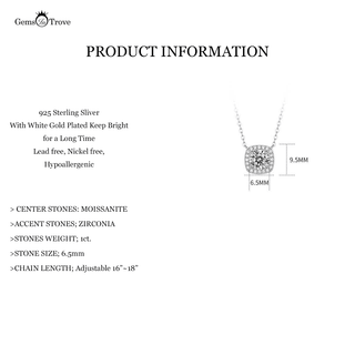 Cushion Halo Moissanite Pendant Necklace