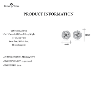 Moissanite Halo Stud Earrings