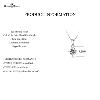 Moissanite Diamond Solitaire Pendant