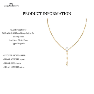 Lariat Beaded Moissanite Necklace