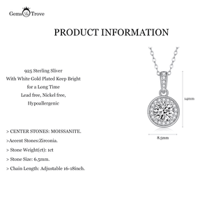 Elegant Moissanite Pendant Sterling Silver